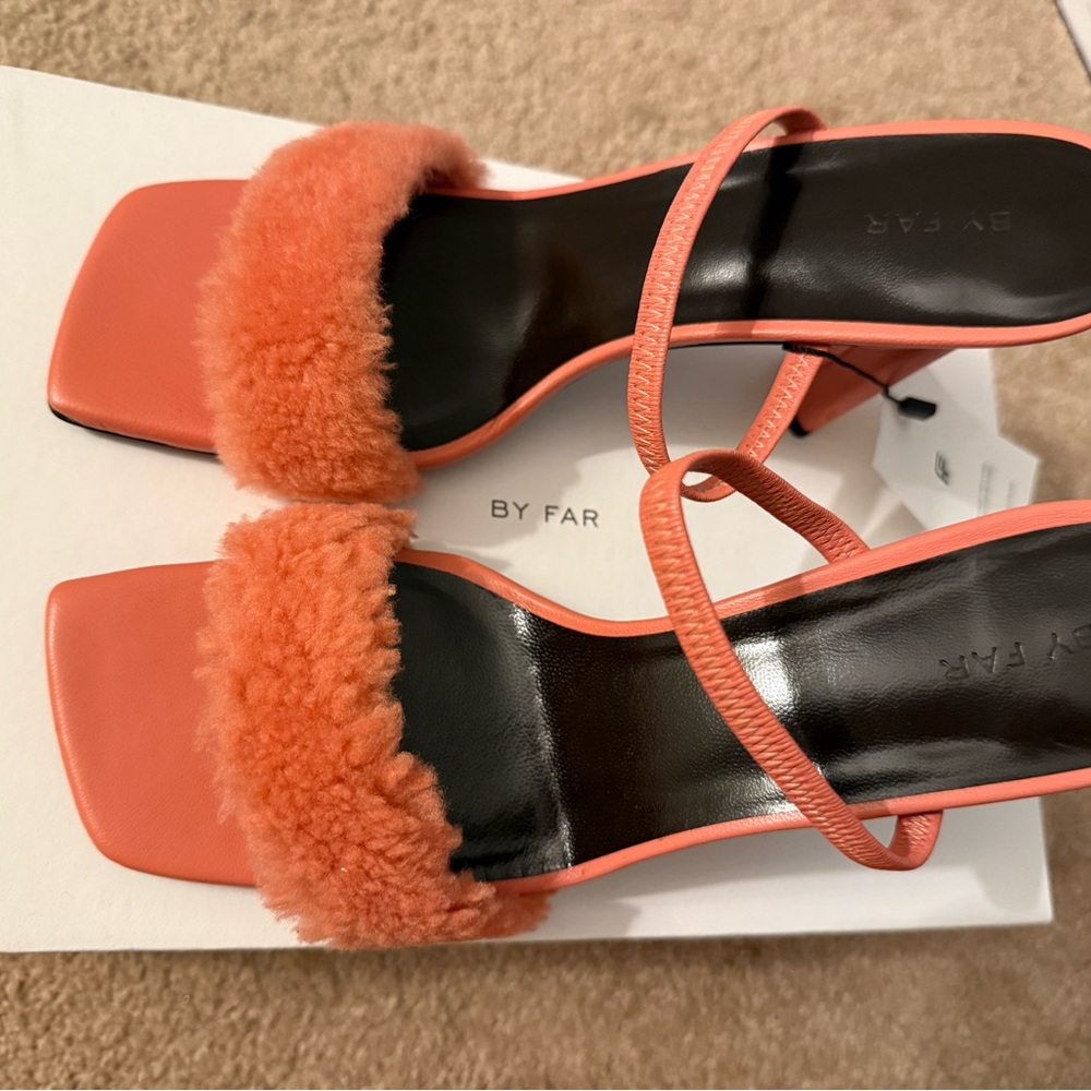 BY FAR Women's Salmon Shearling Strap Sandals